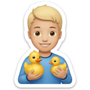 Boy with rubber duck sticker