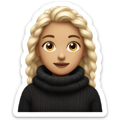 cozy girl in black sweater sticker