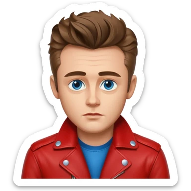 James Dean with blue eyes red jacket sticker