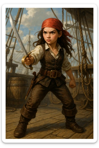 Une pirate  ( fille ) ados de 16 ans qui adore combattre en épée sticker
