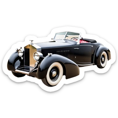 Wednesday Adam’s Blood stained Satanic Darth Vader black Bare bones (channeled cowl) drag racing and speed record modified (fenders removed) chopped streamlined sporty roadster that is a (stripped down) hot street rodded engine sports car 1952 Rolls Royce Woody futuristic  wide racing wheels sticker