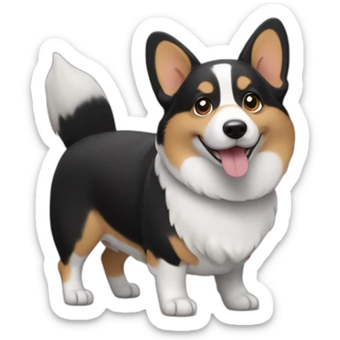 Black and white corgi sticker