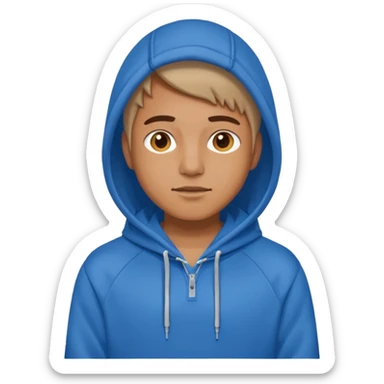 emoji of a person wearing a blue hoodie sticker