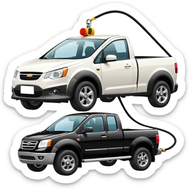 White c max being towed by black truck sticker