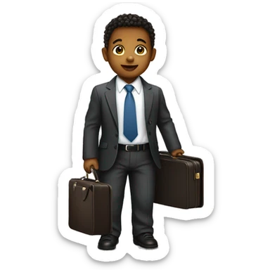 Baby wearing a business suit carrying a briefcase sticker