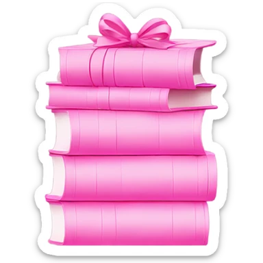 Pink Books stacked up and tied together by a pink bow sticker