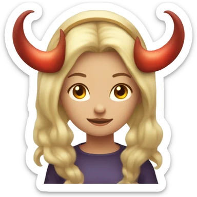 blonde girl with demon horns and halo sticker