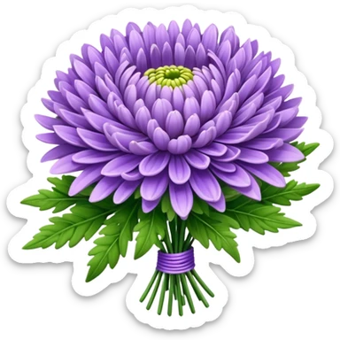 bouquet Lavender Chrysanthemum, luxuriant, leaf, bud sticker