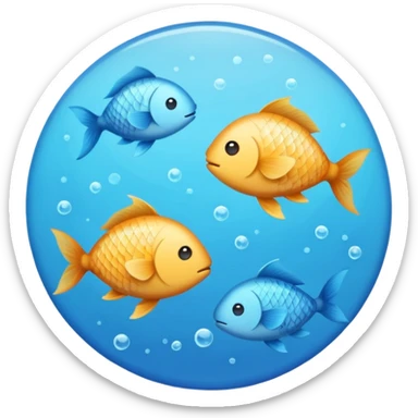 Make an emoji with two fish as pisces from horoscope, make them look very cute and emoji like. In a circle, from top down view sticker
