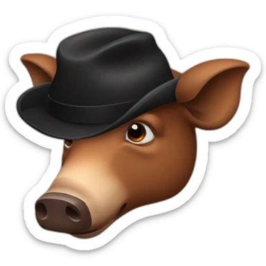 fullface emotionless brown boar with black winter hat sticker