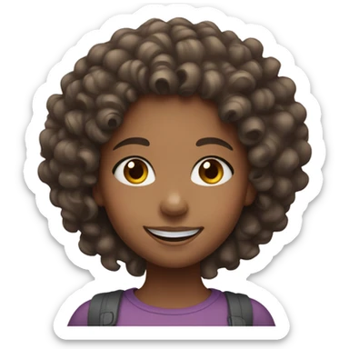 smiling girl with mixed color skin that has tight curly hair sticker