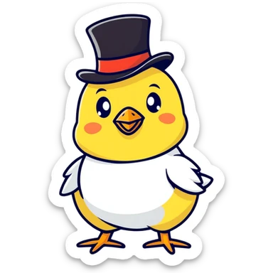 A baby chicken with a top hat  sticker