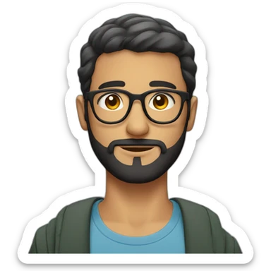 arabic guy with short hair, small beard and tranparent glasses sticker