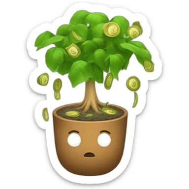 Baby brown jellyfish planting money tree sticker