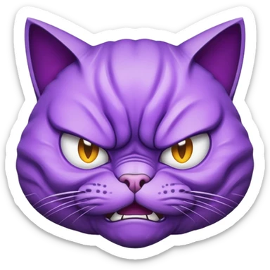 Angry purple emoji cat face sticker
