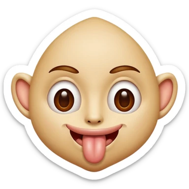 tête qui tire la langue sur le côté avec la bouche de côté et faisant des amandes avec ses yeux sticker