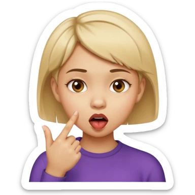 a girl bitten her finger sticker