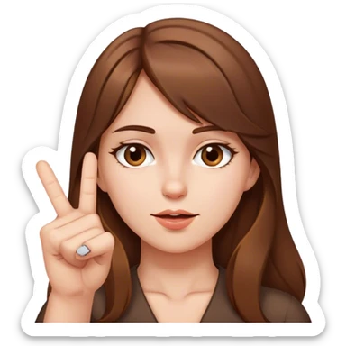 a brown haired girl giving the middle finger sticker