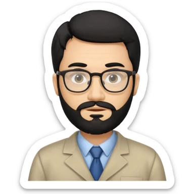Professor in the la casa de papel TV show, with black hair and beard sticker