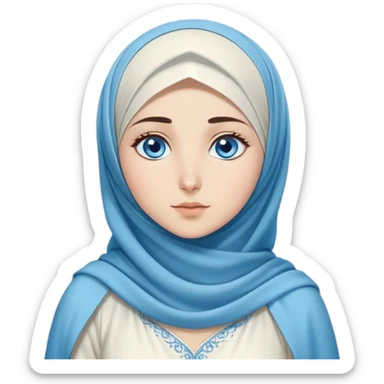 Turkish beautiful finish Konya girl blue eyes with moon hijab dress and watching the full moonlight on the sky and on the ground  sticker