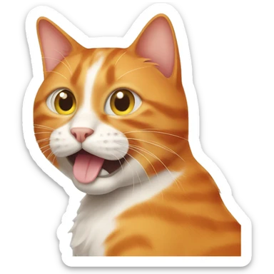 orange cat pooping into litter box sticker