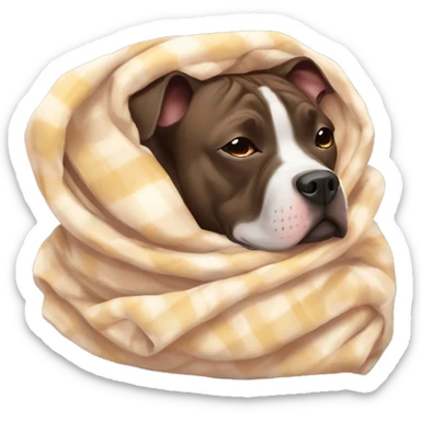 Sleepy Brindle pittie in a blanket  sticker