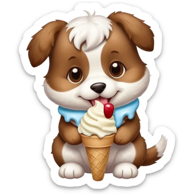 puppy dog eating ice cream sticker