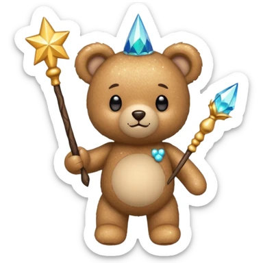 Fairy glitter teddy with wand  sticker
