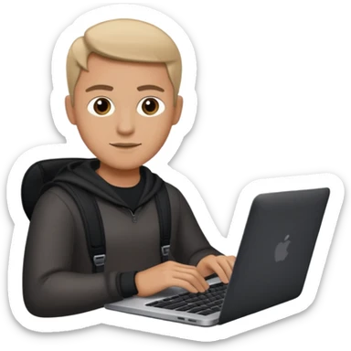 A marketer with a black macbook sticker