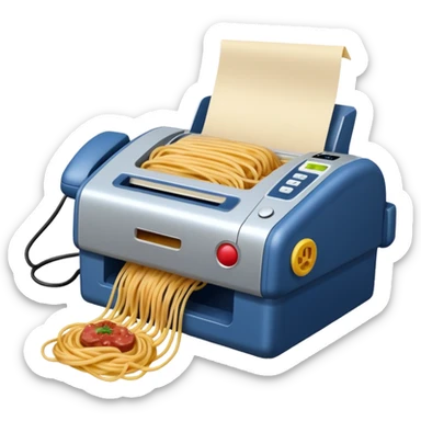 fax machine made of spam meat with spaghetti coming out sticker