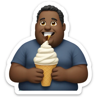 fat man eating ice cream sticker