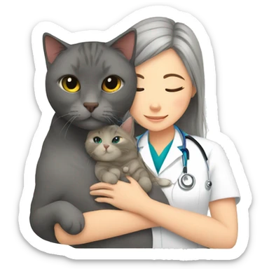 cat cuddles veterinarian girl sticker