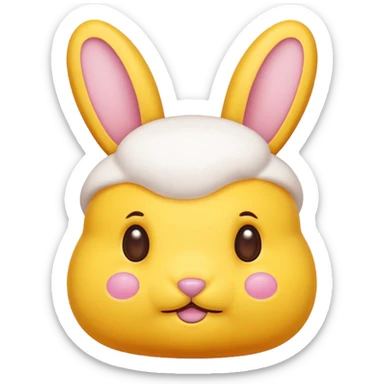 peeps bunny all yellow with three brown dots for eyes and nose sticker