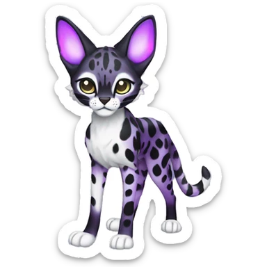 Kawaii Cute Edgy Black Purple White ethereal eldritch Serval-Fionbri-Vernid full body sticker