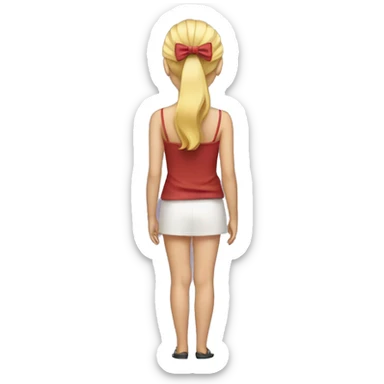 blonde girl standing backwards with a bow on her head sticker