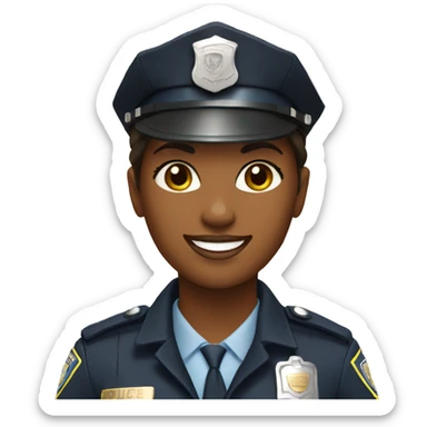 A police woman, brown skin, happy sticker