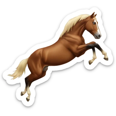 Horse jumping over a stool  sticker