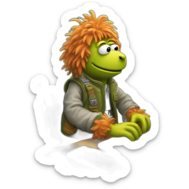 fraggle software engineer typing code on laptop sticker