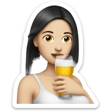 Pregnant women with dark hair and white Skin drinking eine  sticker