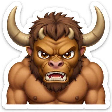 An emoji of a Cretan Minotaur. It has the body of a man and the head of a bull. sticker
