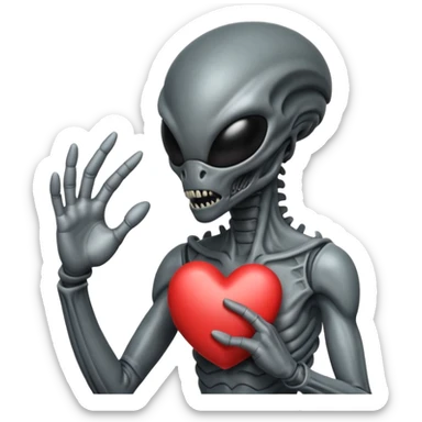 xenomorph making heart sign sticker