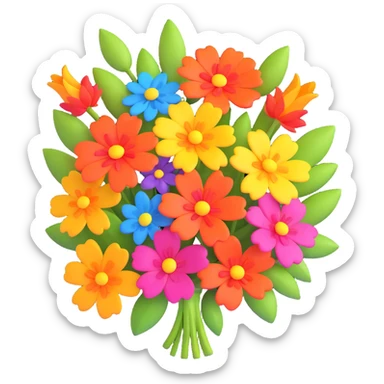 A bright floral bouquet, vibrant colors sticker