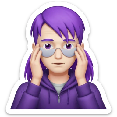 men with purple hair which cover eyes sticker