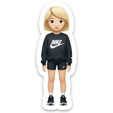  Ein Mädchen mit kurz blonden Haaren einer Baggyhose einen langen Pullover und Nike Schuhe sticker