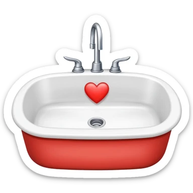 kitchen sink with a single wide white bowl inside, simple emoji style, no paper, no mat, no heart, no unusual shapes sticker