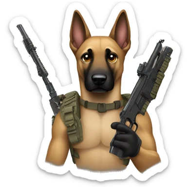 Malinois with weapon sticker