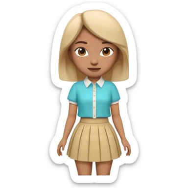 A 3D cartoon outfit with a blouse and skirt arranged together, clean background, natural light, realistic Memoji-style look. Negative : Characters. sticker