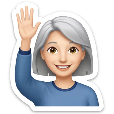 woman with gray hair smiling and waving her hand  sticker