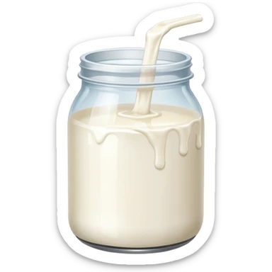 a jar of milk but the top is sticky and its dripping but theres no lit sticker