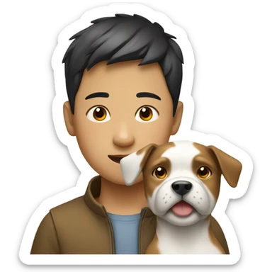 chinese boy with dog sticker